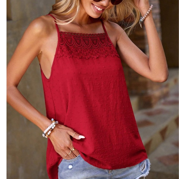 03 Boho Swiss Dot Lace Cami Tank top - Picture 4 of 5